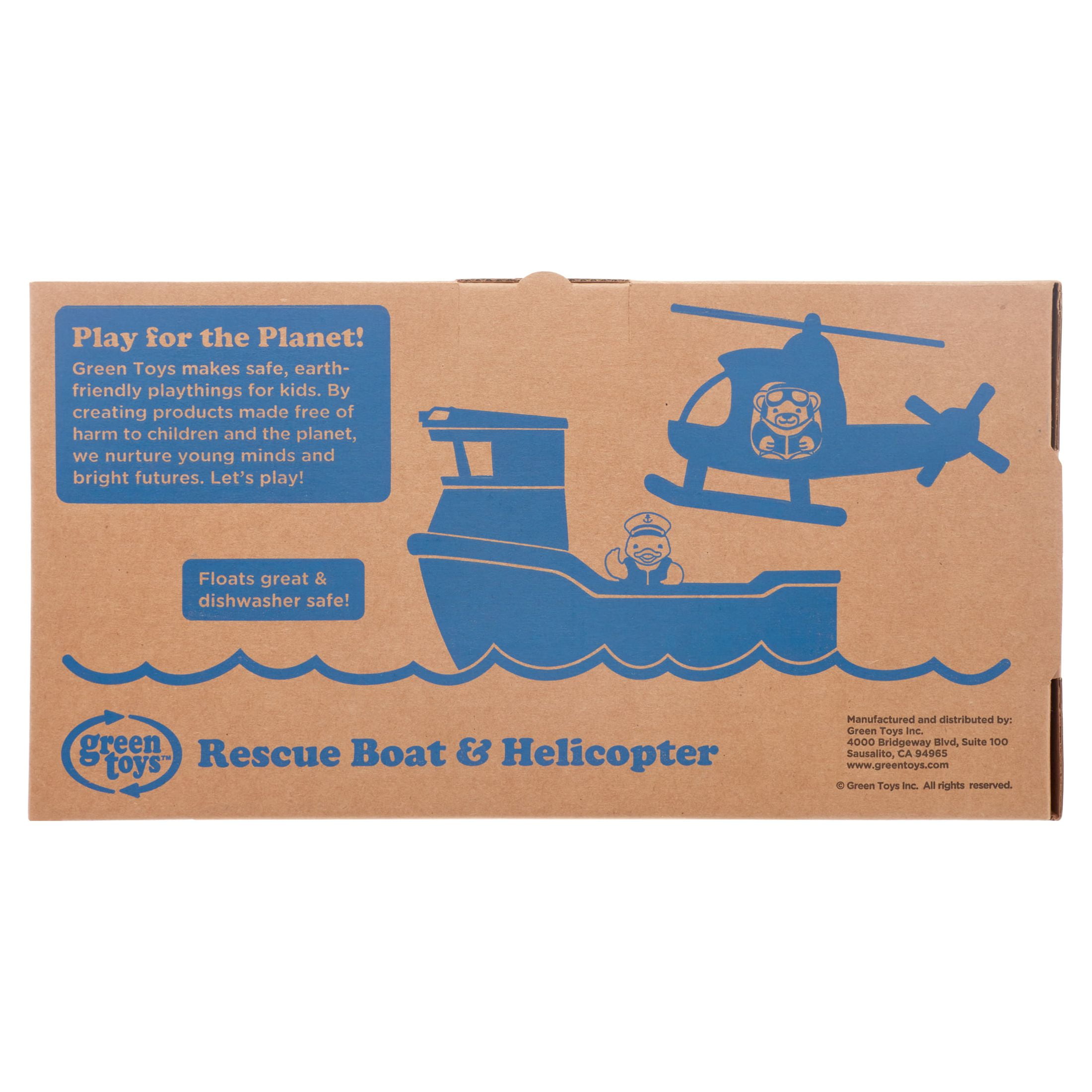 Green Toys Rescue Boat Helicopter with a Captain Duck and Pilot