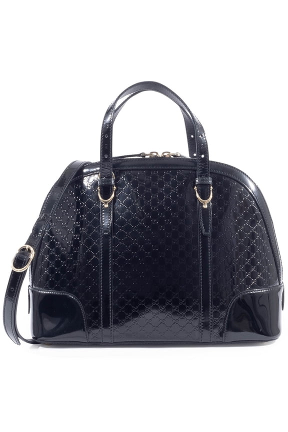 Pre-Owned Gucci Microguccissima Nice Handbag 309617 Patent Leather Black Women's GUCCI