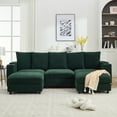 thumbnail image 2 of 109.4 '' Sectional Sofa, U-shaped Modular Sofa Cloud Couch With Ottoman and USB，Green, 2 of 7