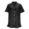 thumbnail image 4 of Gfyviroh 2 Piece Pajamas Sets for Women Silk Satin Short Sleeve Button Open Front Tops and Shorts Homewear Outfits Casual Comfortable Sleepwear Sets, 4 of 8