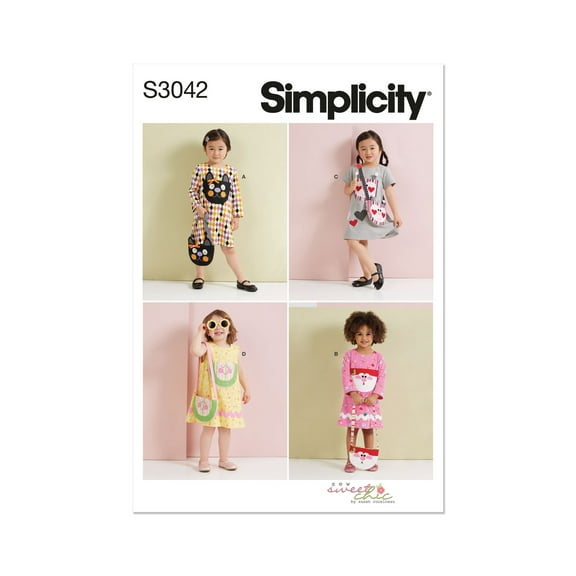 Simplicity Sewing Pattern 3042 - Toddlers' Dress with Sleeve Variations and Purse by Sew Sweet Chic by Susan Cousineau, Size: A (1/2-4)