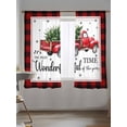 thumbnail image 5 of Christmas Red Truck Sheer Curtains 63 Inch Long 2 Panels, Winter Tree Snowflake Red Plaid Light Filtering Rod Pocket Semi Sheer Curtains, Sheer Voile Drapes for Living Room Bedroom, 52"x63", 5 of 5