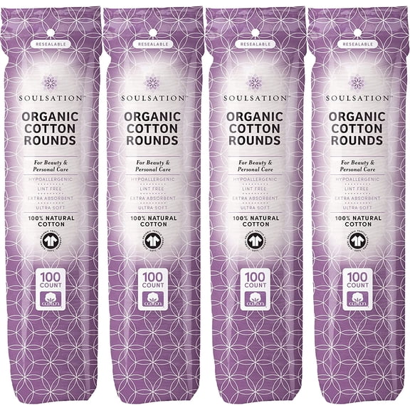 Organic cotton pads, 400-pack - facial makeup removal pads, no fluff