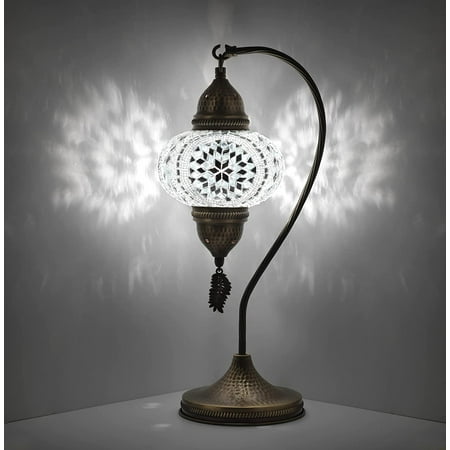 Demmex Turkish Moroccan Swan Neck Mosaic Table Bedside Night Lamp For Us Use White Clear Canada Demmex Turkish Moroccan Swan Neck, Demmex Turkish Moroccan Mosaic Floor Lamp