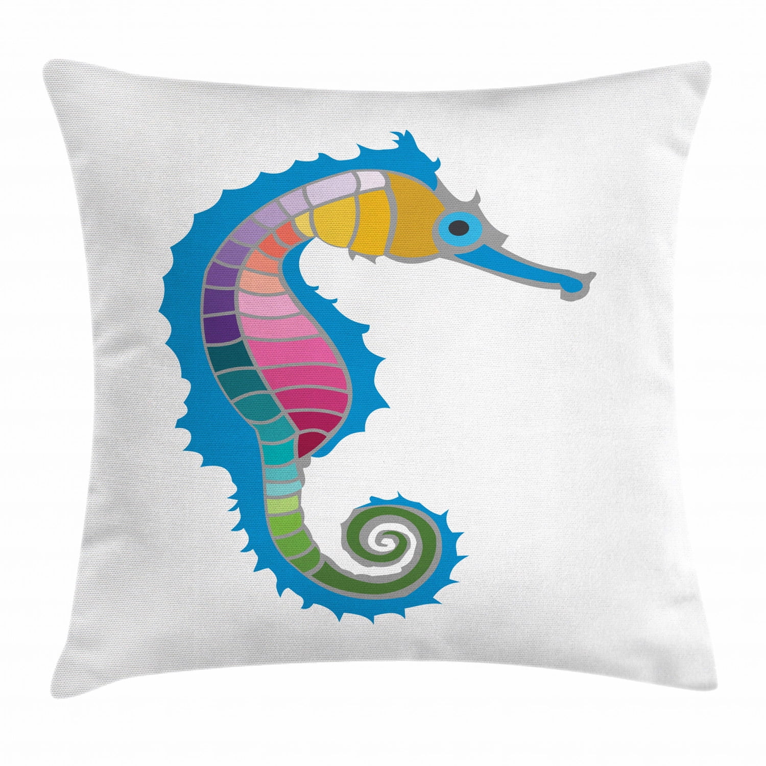 Seahorse Throw Pillow Cushion Cover, Colorful Abstract Graphic Seahorse