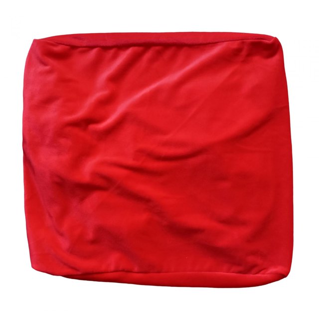 DOLITY Housse de Pouf Carrée en Velours Extensible Haute Élasticité Fond Élastique pour Salon Lavable Rouge