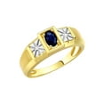 thumbnail image 4 of RYLOS Men's Rings 14K Yellow Gold Classic 6X4MM Oval Gemstone & Diamond Ring Sapphire September Birthstone Rings For Men, Gold Rings Size 9, 4 of 8
