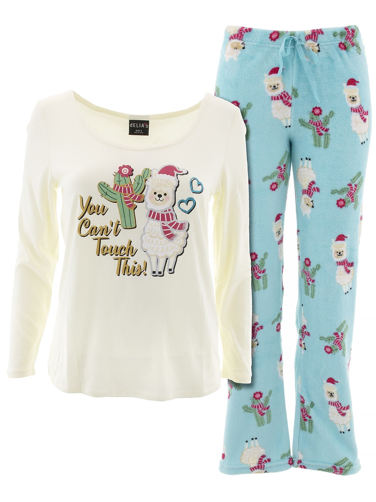 dELIA*s - dELIA*s Juniors Blue Can't Touch This Lllama Cactus Christmas Pajamas - Walmart.com 