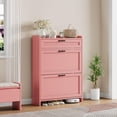 thumbnail image 1 of QinaQin 31.5-Inch Concealed Wooden Shoe Cabinet with Two Flip-Up Drawers and Metal Handles, a Freestanding Shoe Cabinet Suitable for Entryway Hallways, 1 of 8