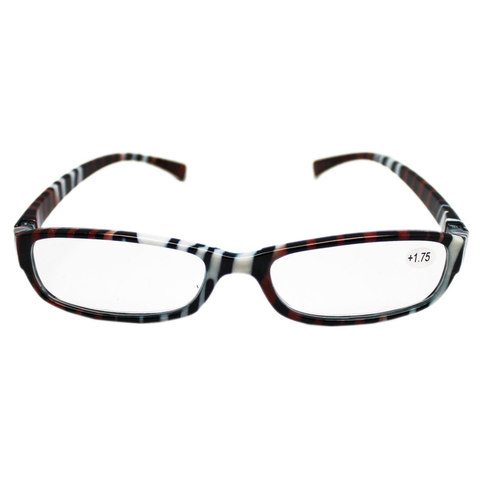 Dark Orange and White Tiger Striped Reading Glasses With Soft Case (+1