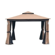 Cloud Mountain Luxuriously 10 x 12 Garden Gazebo Soft Top Outdoor Patio Gazebo Tent with Mosquito Netting, LED Lights, and Bluetooth Speakers