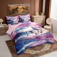 thumbnail image 2 of Erosebridal White Horse Bedding Comforter Set for Girls, Japanese Cherry Blossoms Queen Bedding Sets, 2 of 6