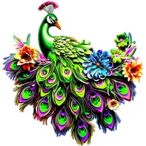Metal Peacock Wall Decor Tropical Iron Peacocks Wall Decor Peacock Outdoor Metal Wall Art Metal Bird Wall Decor Outdoor Decor Patio Wall Fence Garden Decor-12 Inch (Green)