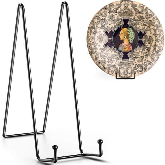 16 Inch Heavy Duty Plate Stand (4 Pack) - Metal Display Easel for Large Plates, Picture Frames, Signs, Posters, and Decorative Platters
