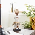 thumbnail image 3 of DecMode Small Hand-Crafted Pine Wood, Cowrie Shells, Orange Beads & Kente Cloth African Woman Namji Doll, White, 3 of 10