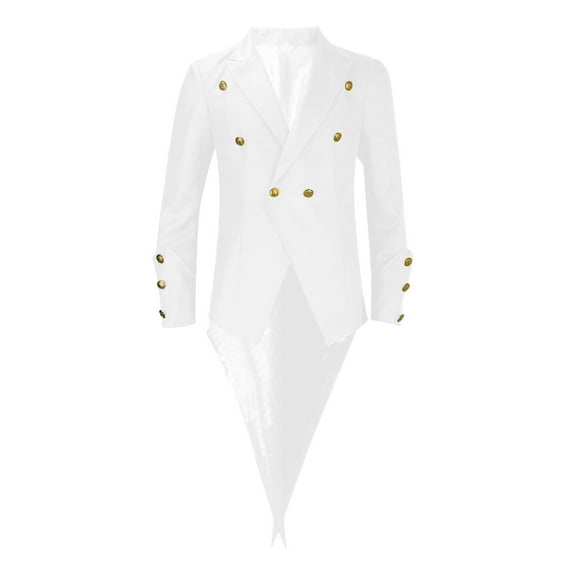 Alkepwun Mens Tuxedo Steampunk Victorian Jacket Gothic Tailcoat Costume Vintage Lapel Long Sleeve Button Outwear Viking Renaissance Pirate Halloween Casual Coats Costume