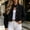 Black, variant on Women's Stand Collar Puff Long Sleeve Cropped Denim Jacket, Button Down Black Jean Shacket with Elastic Cuffs for Spring Summer Casual Daily Layering