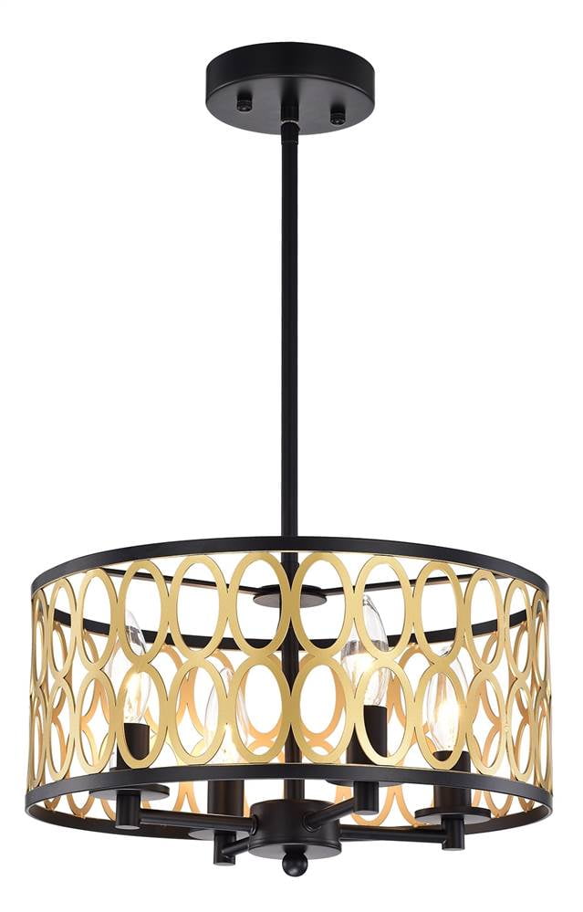 black and gold drum chandelier