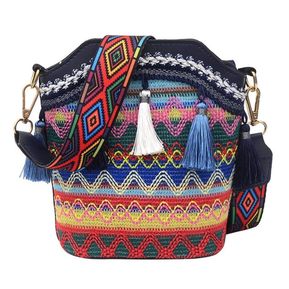 Bolso Bandolera Hippie Jinwen Bohemio Azul Oscuro para Mujer