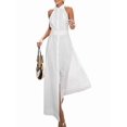 thumbnail image 3 of Women'S Maxi Dresses Halter V Neck Beach Dresses for Women A-Line Casual Dress for Vacation White M, 3 of 9