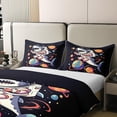 thumbnail image 3 of Shark Astronauta Funda Nórdica para Niños Adolescentes, Starry Galaxy Planets Purple Glitter, 3 of 7