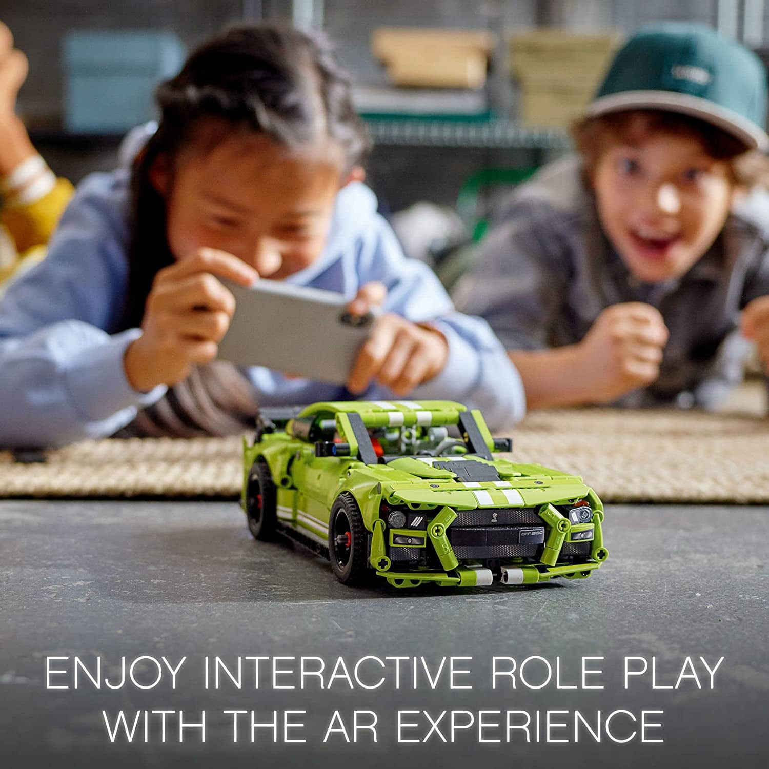 Technic Ford Mustang Shelby GT500 Building Set 42138 - Pull Back Drag Race Toy Car Model Kit, Featuring AR App for Fast Action Play, Great Gift for Boys, Girls, and Teens Ages 9+