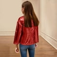 thumbnail image 6 of Vmvidoty Girls Shiny Party Long Sleeve Lightweight Zipper Metallic Jacket Red 4-5 Years, 6 of 6