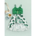 thumbnail image 2 of Gureui Toddler Infant Baby Girls Outfit, Spaghetti Strap Ruffle Camisole + Leaves Printed Slit Skort 2Pcs Clothes Set, 2 of 9