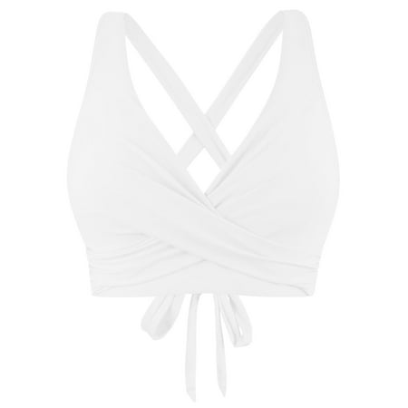MSJUHEG String Bikini Top Bra Sized Bikini Tops Criss Cross Bikini Top Underwire Swimsuits for Women Full Coverage Bikini Top Bikini Top Push Up Swim Crop Top Tie Back Bathing Suit Tops White XXL