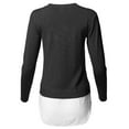 thumbnail image 3 of FashionOutfit Women's Classic Soft Stretch Shirt Tail Contrast Viscose Sweater Top, 3 of 5