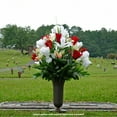 thumbnail image 5 of Sympathy Silks Artificial Cemetery Flowers Red Tulips/White Iris Bouquet, 5 of 10