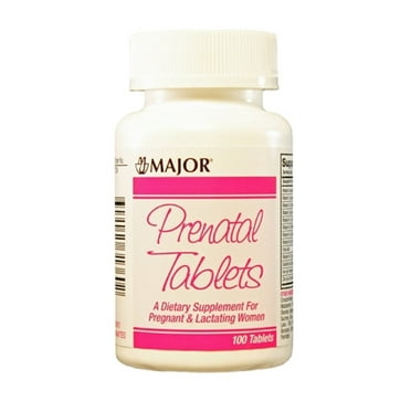 Major Prenatal Vitamins, Dietary Supplement, Bottle of 100 Tablets