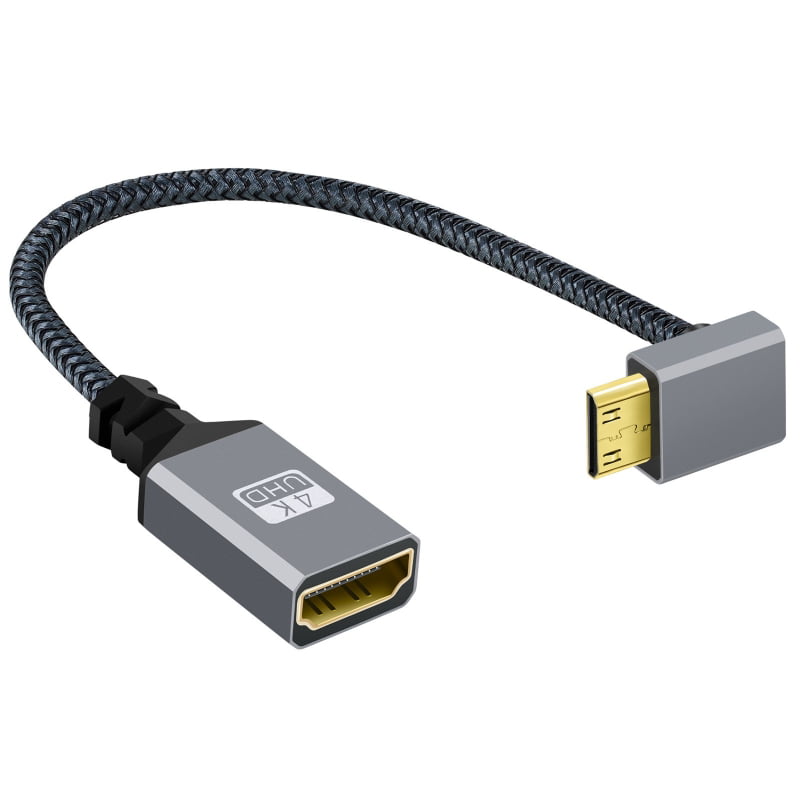 stress kartoffel minimal FVH 4K Type-C MINI HDMI 1.4 Male 90 Degree Up Angled to HDMI Female  Extension Cable for DV MP4 Camera DC Laptop - Walmart.com