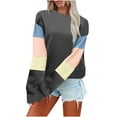 thumbnail image 4 of Annhoo Fall Sweatshirts for Women Trendy Color Block Long Sleeve Crewneck Pullover Casual Loose Crop Shirts, 4 of 6