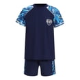 thumbnail image 1 of YiZYiF Boys 2 Pcs Athletic Swimsuits Short Sleeve Swim Top with Shorts Bathing Suits Navy Blue 4XL, 1 of 7