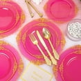 thumbnail image 3 of Joyido 125PCS Hot Pink Plastic Plates - Pink Gold Disposable Plates - Hot Pink Party Plate with Gold Plastic Silverware Set for 25 Guests for Wedding Party Birthday, 3 of 8