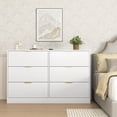 thumbnail image 3 of CASEMIOL White Wood 6 Drawer Dresser for Bedroom, Modern Chest of Drawers with Large Storage Cabinet for Living Room Hallway Entryway, Gold Handle, 3 of 11