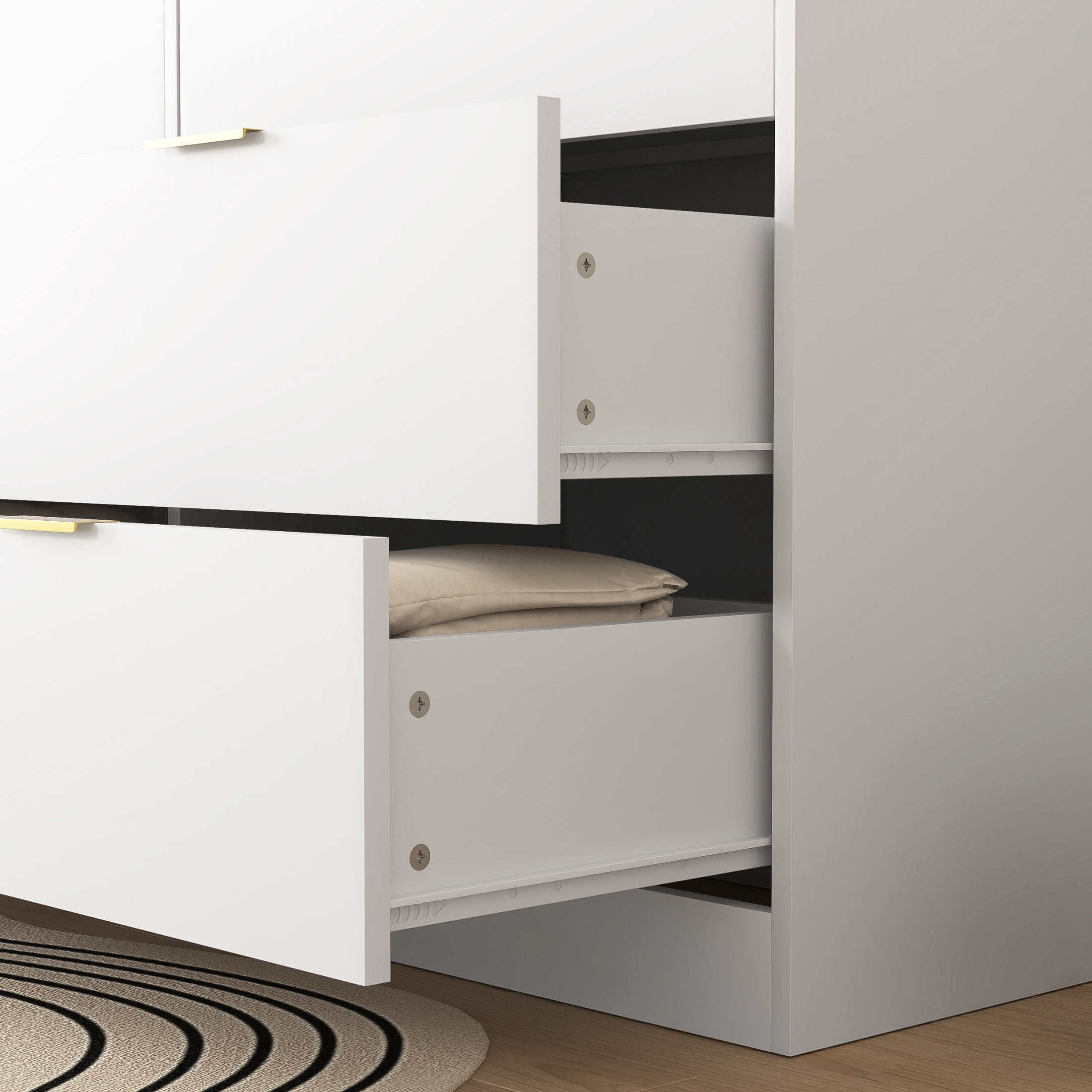 Noble House 6-Drawer Dresser, Wooden Storage Cabinet for Bedroom, Living Room, White
