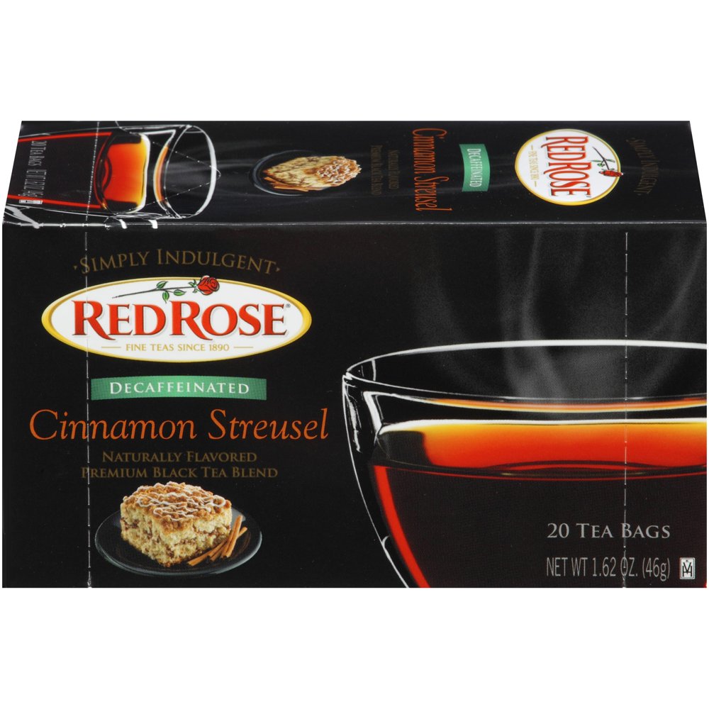 Red Rose Simply Indulgent Decaffeinated Cinnamon Streusel Black Tea 20 bags per pack Walmart