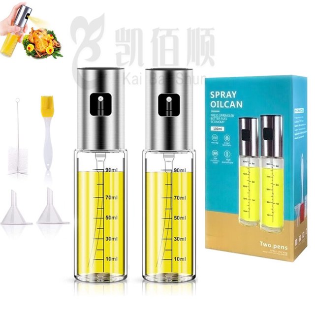 Botella rociadora de aceite de acero inoxidable 304, tipo prensa, para vinagre y aceite, para cocina, control de aceite y fitness