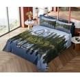 thumbnail image 4 of Ambesonne Mountain Fitted & Top Sheet Set with Shams, Tree and Snowy Nature, Green Blue White, 4 of 5