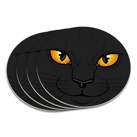 

Black Cat Face Pet Kitty Coaster Set