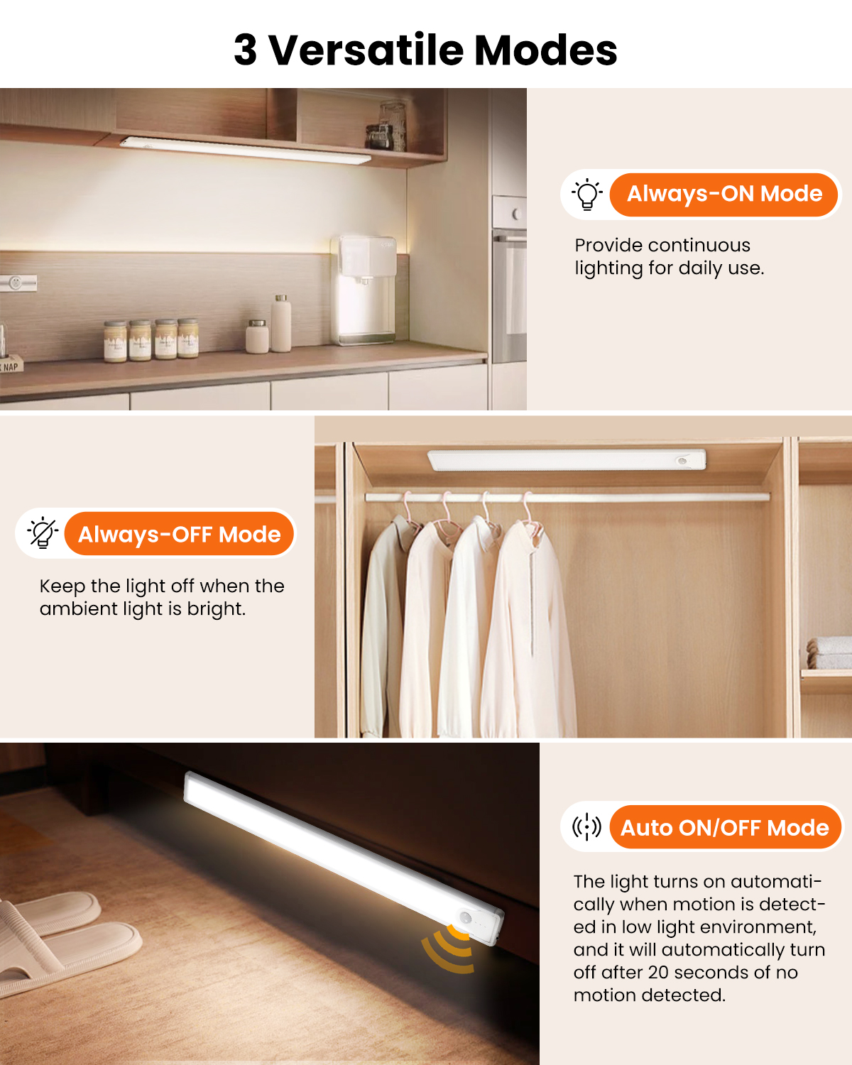 SUNLINKCO 8 in LED Under Cabinet Light, Motion Sensor, 2-Pack photo 5