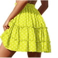 thumbnail image 4 of Besolor Womens Boho Mini Skirt Summer Polka Dots Elastic Waist Drawstring Tiered A-Line Flowy Beach Short Skirt, 4 of 6
