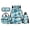 Blue Sakura Floral, variant on Dark Night Firefly Couple Hug Otter Backpack Bundle, 17 Inch Wild Scenery Animal Casual Girls School Bookbag Including Lunch Bag, Stationery Pouch and Water Bottle Carrier