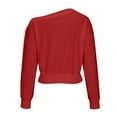 thumbnail image 4 of aidice Off the Shoulder Tops for Women Long Sleeve Button Loose Elastic Waisted Solid Color Shirts, 4 of 4