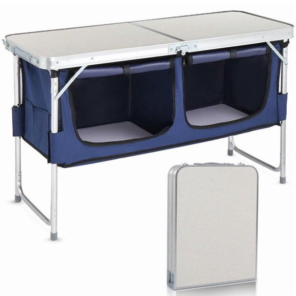 Alvantor 4 Ft Folding Camping Table with Storage Portable Aluminum Picnic Table for Indoor Outdoor Use