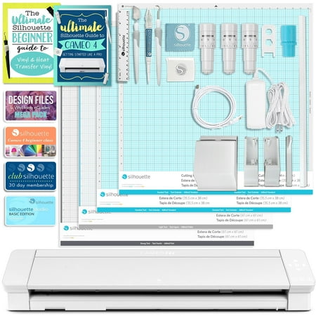 Silhouette White Cameo 4 PRO - 24" 4 Mats, Blades, & Tools Bundle