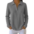 thumbnail image 2 of NominalSnug Sweatshirts for Women Long Sleeve Shirts V Neck Collared Loose Fit Pullover Tops, 2 of 8