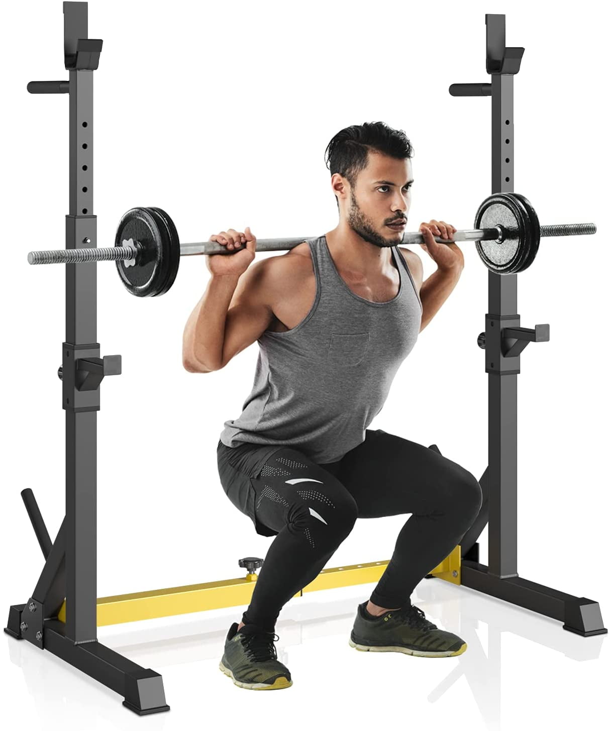 HOMFY MultiFunction Adjustable Squat Rack Stand, Home Gym Barbell Rack, Bench Press Rack